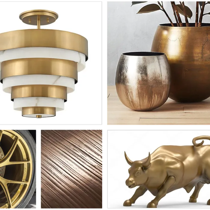 Brass, copper and bronze Liquid Metal finishes