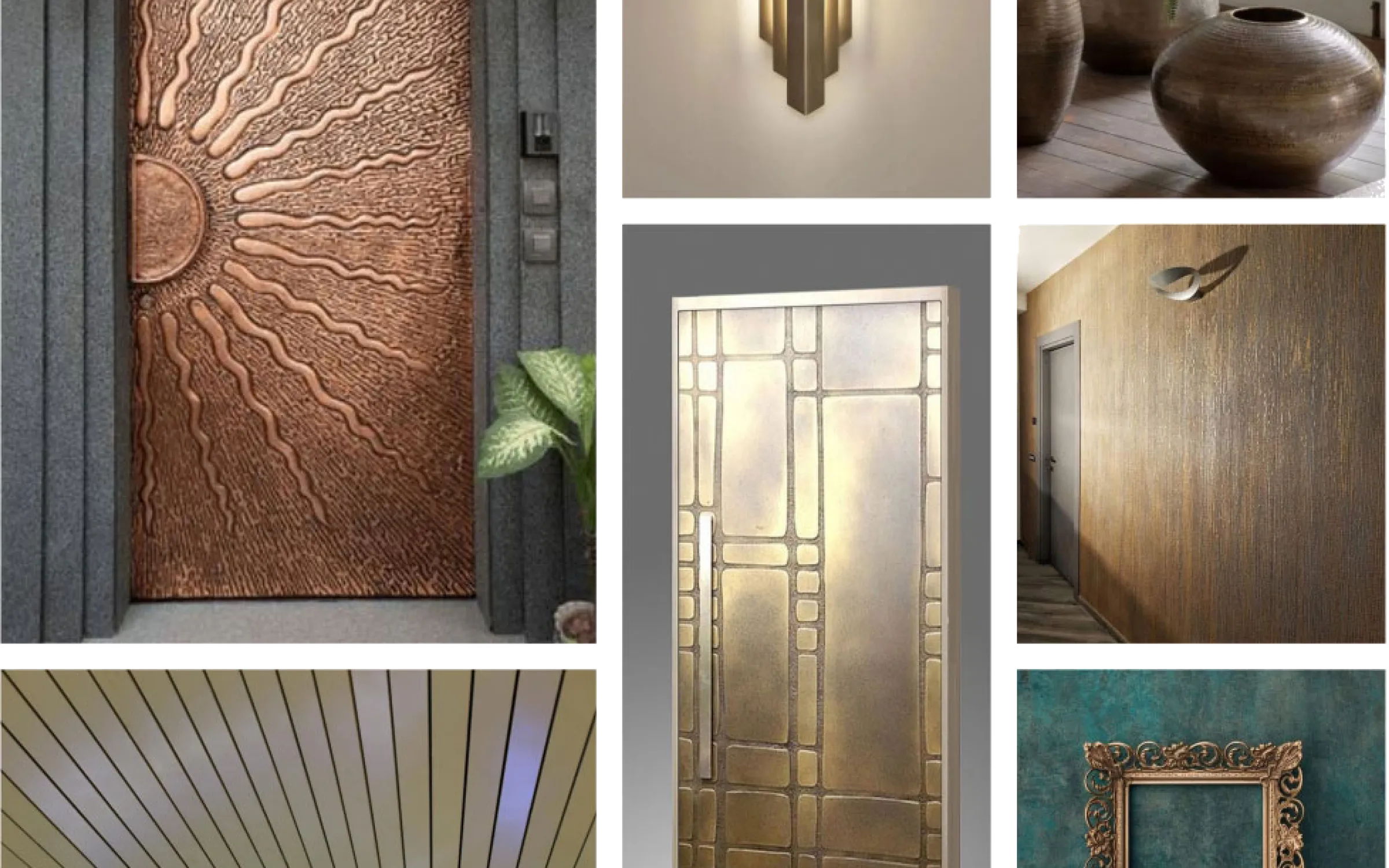 Real metal Liquid Metal finishes applied to doors, lighting and decor objects