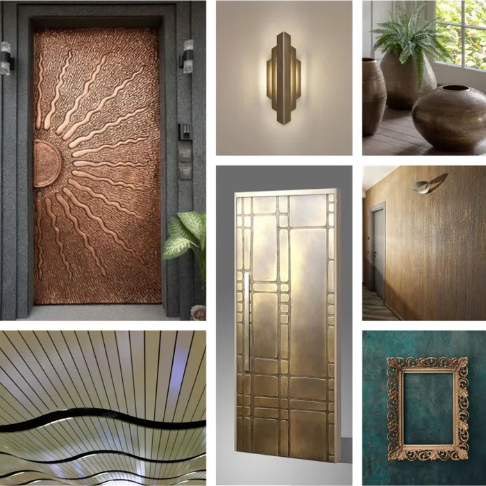 Real metal Liquid Metal finish applied to doors, lighting and decor objects