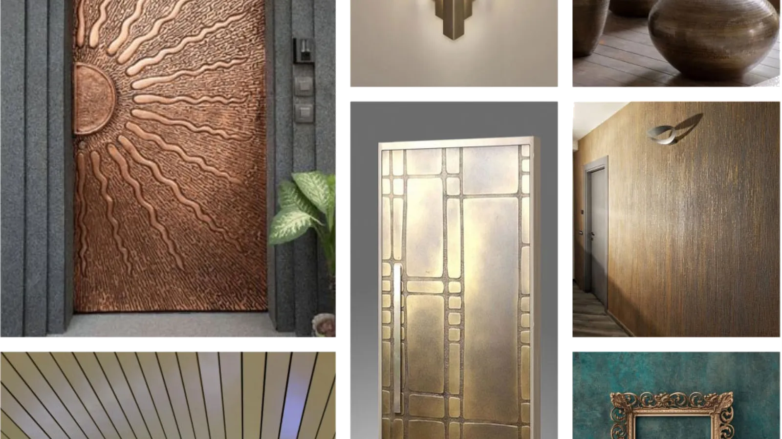 Liquid Metal applied across doors, lighting, planters, ceilings and wall art